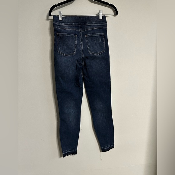 SPANX Distressed Denim Legging Medium Wash 20203R Pull On Stretch Raw Hem XS/PT - Picture 10 of 13